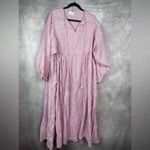 Honeydove Vintage Cotton Striped Easy Dress In Red Women's One Size